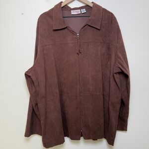 Women’s Suede Zip-Front Leather Jacket in Brown by Suzanne